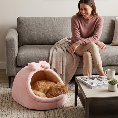 niche pour chat rose chat femme salon