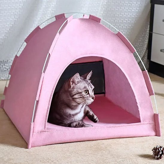 niche pour chat tente confort rose