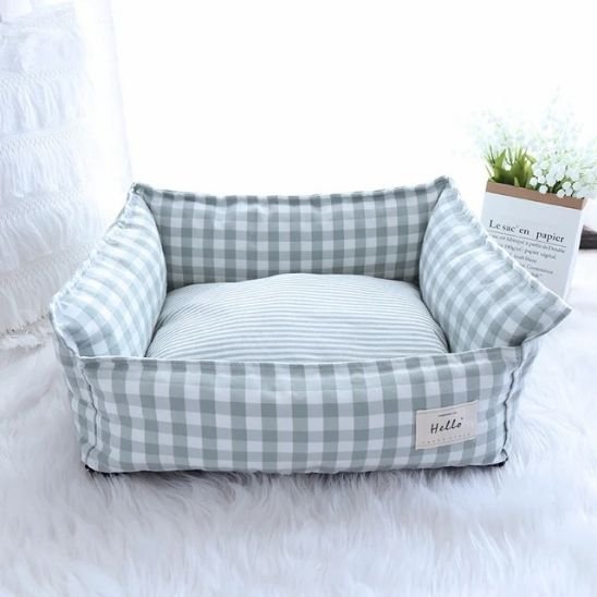 panier chat carreaux vichy vert doux 