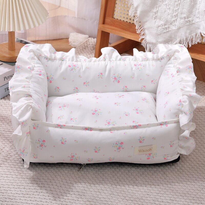 panier chat dentelle design floral rose 