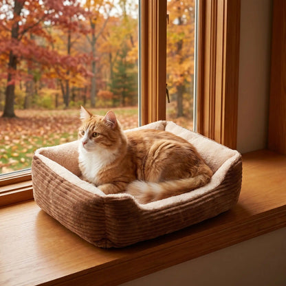 panier pour chat marron avec chat automne 