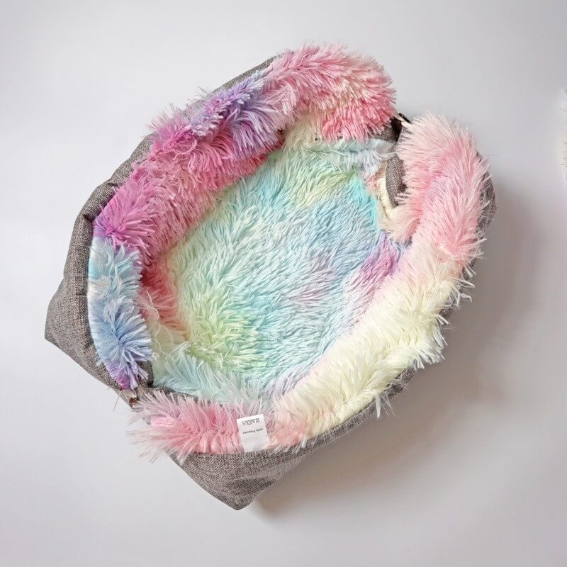 panier pour chat nid douillet arc-en-ciel