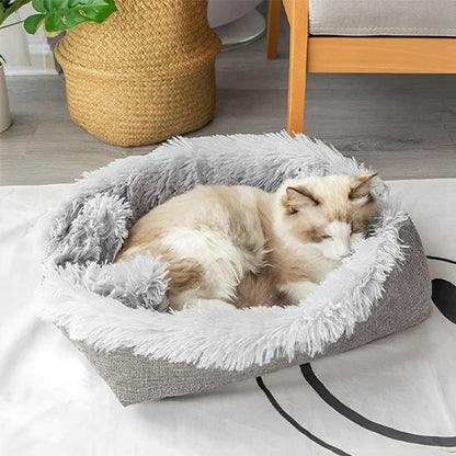 panier pour chat nid douillet gris chat dormant