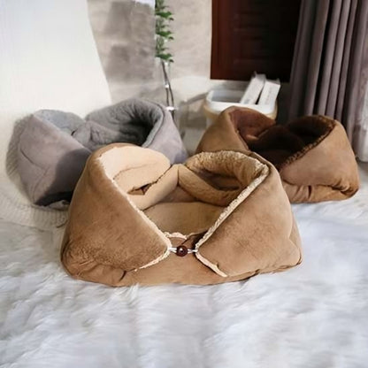 panier pour chat tapis nid enveloppant beige marron gris  