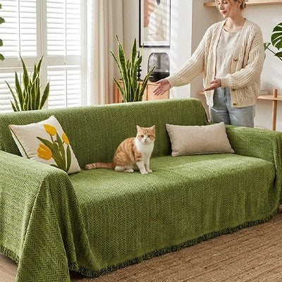 protection canapé chat couverture vert olive
