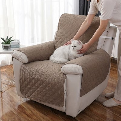 protection canapé chat kaki une place avec chat allongé