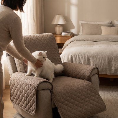 protection canapé chat kaki une place avec humain chat