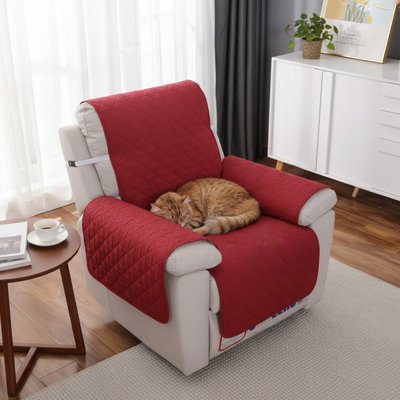 protection canapé chat rouge bordeaux une place avec chat endormi