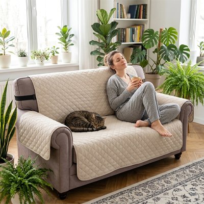 protege canape chat blanc humain chat