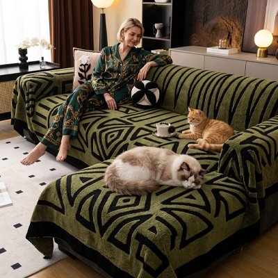 protege canape chat vert motifs housse canapé angle