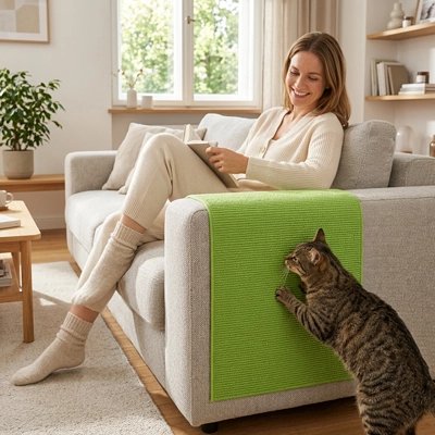 protege canape chat vert résistant adhésif humain chat gratte