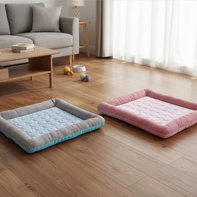 tapis rafraichissant chat bleu et rose 