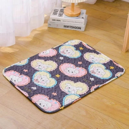 tapis rafraichissant chat gris foncé coeurs 