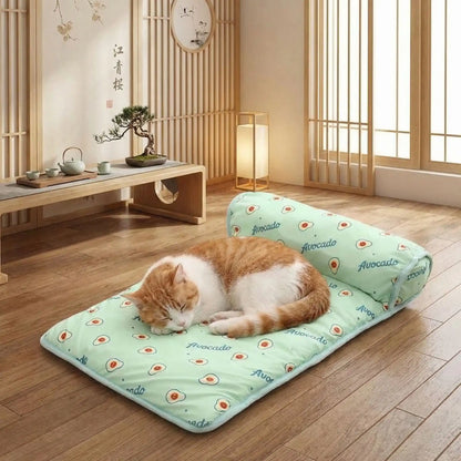 tapis rafraichissant chat lit avocat avec chat endormi