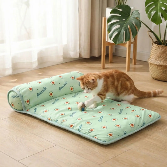 tapis rafraichissant chat lit avocat avec chat jouant 