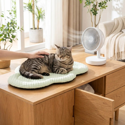 tapis rafraichissant chat nuage vert meuble ventilateur 