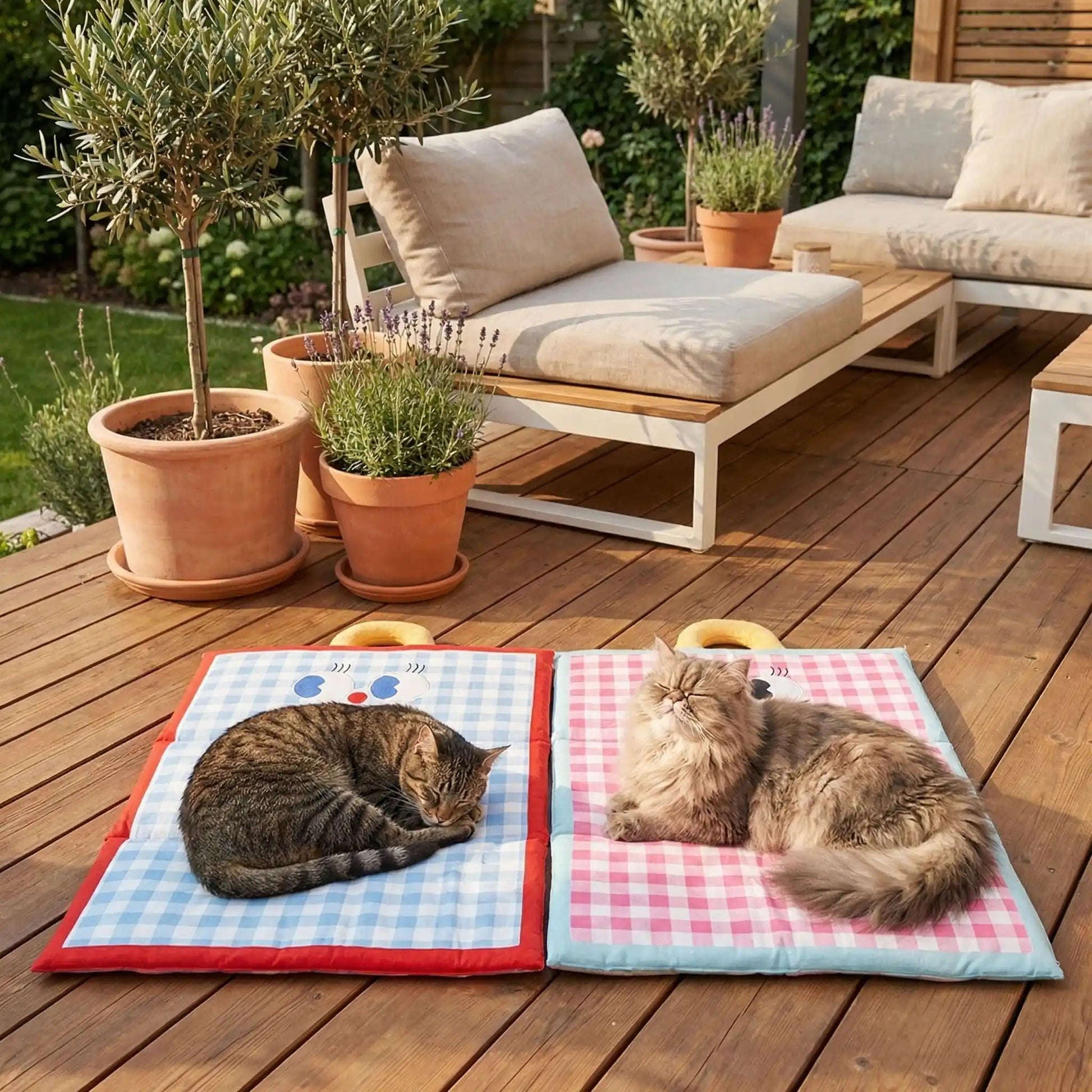 tapis rafraichissant chat pliable avec deux chats 2