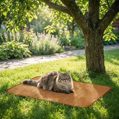 tapis rafraichissant chat polymère avec chat jardin 