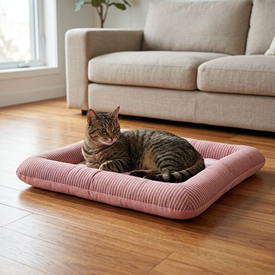 tapis rafraichissant chat rose avec chat assis 