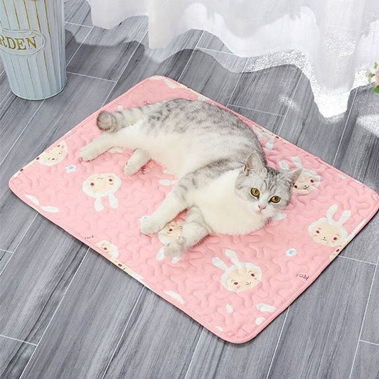 tapis rafraichissant chat rose lapins avec chat 
