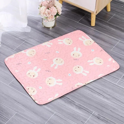 tapis rafraichissant chat rose lapins