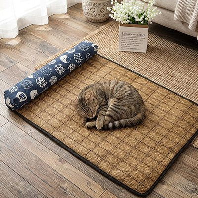 tapis rafraichissant chat rotin avec chat dodo 