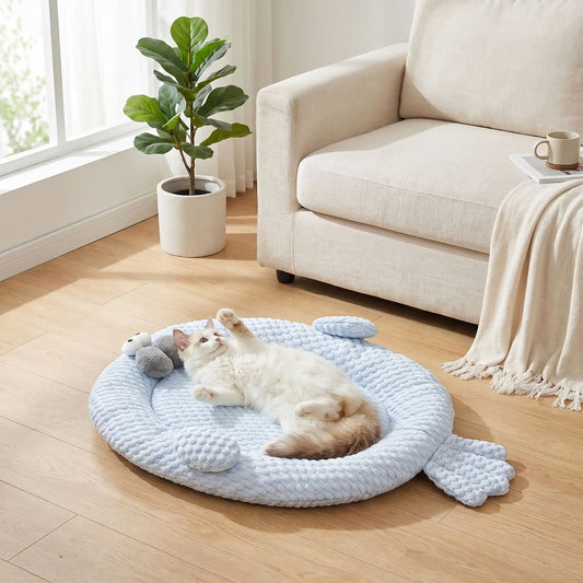 tapis rafraichissant chat soie végétale chat amusant 