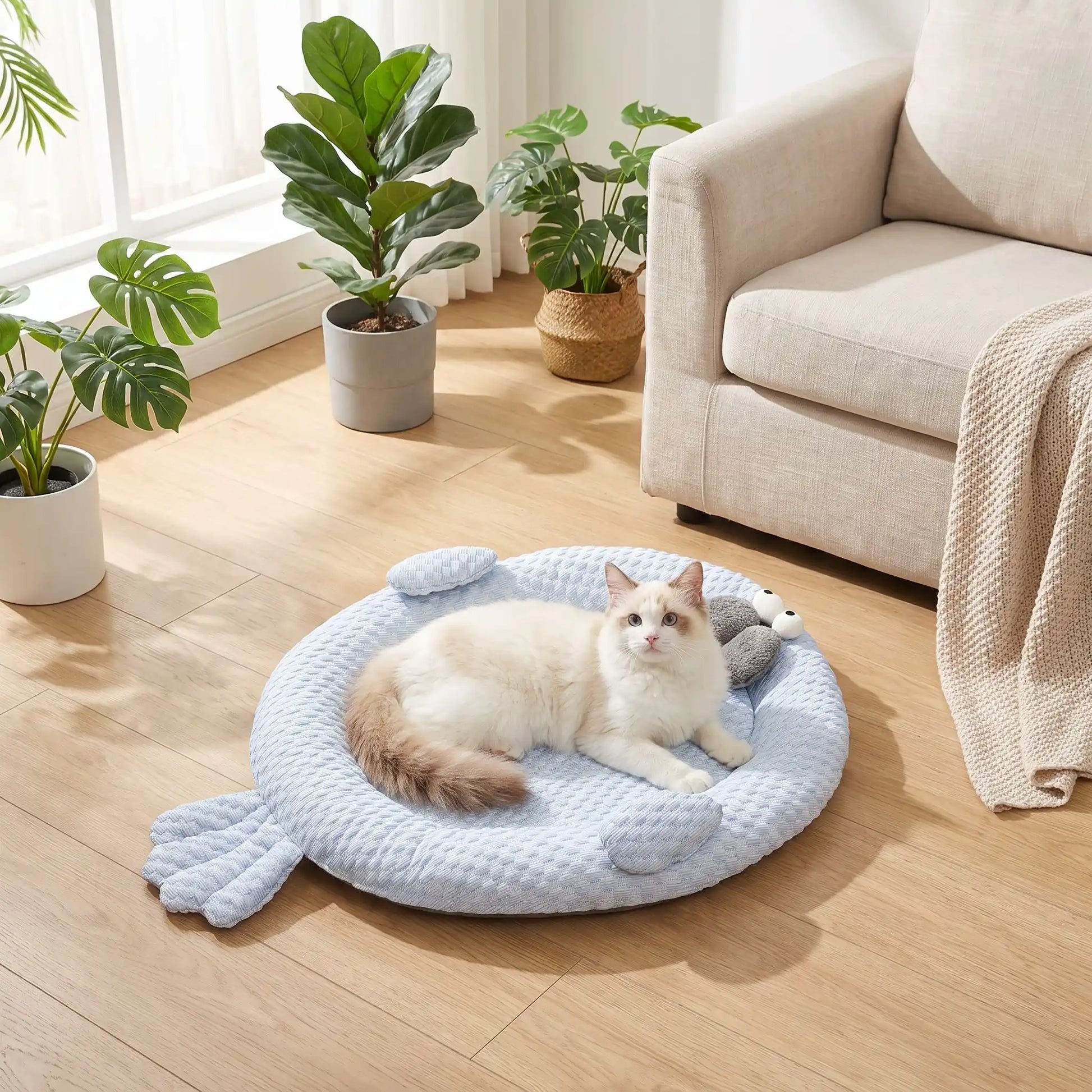 tapis rafraichissant chat soie végétale chat éveillé