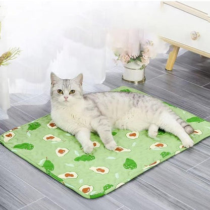 tapis rafraichissant chat vert avocats avec chat 