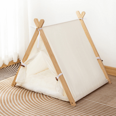 tente pour chat bois zen blanc 