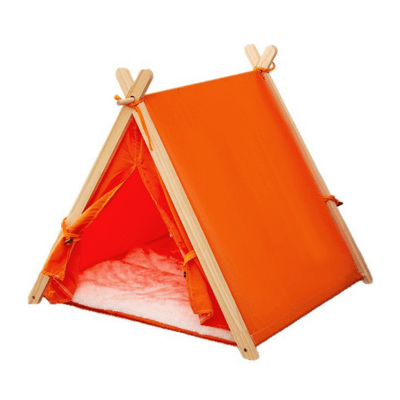 tente pour chat bois zen orange 