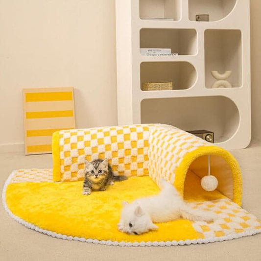 tunnel pour chat jaune
